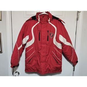 FUBU Winter Jacket Parka Womens Size XL 18-20 Red‎ Black Coat Hooded 05 Sport